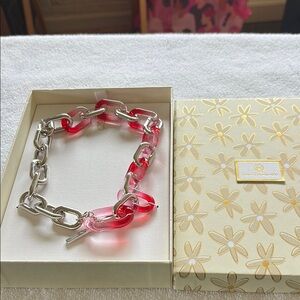House of Harlow Silver and Pink Chain Necklace 17”  NWT